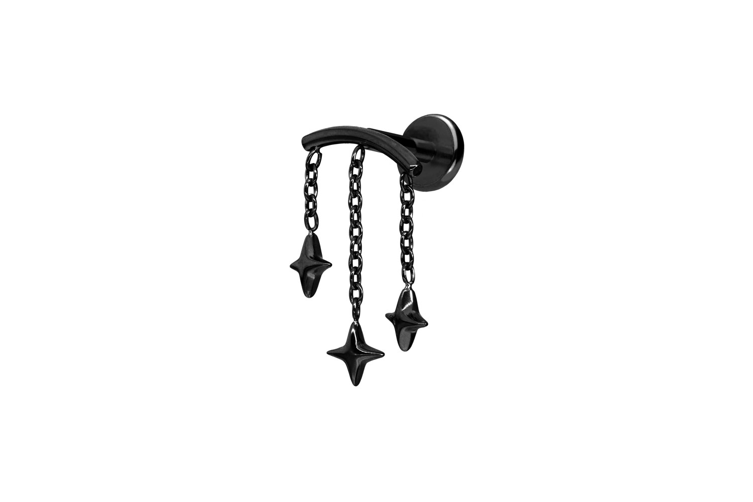 Titan Labret Piercing mit Push Fit BOGEN + 3 STERNE